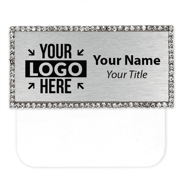 Rhinestone 1.5" x 3" Engraved Pocket Name Badge
