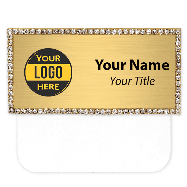 Rhinestone 1.5" x 3" Full Color Pocket Name Badge