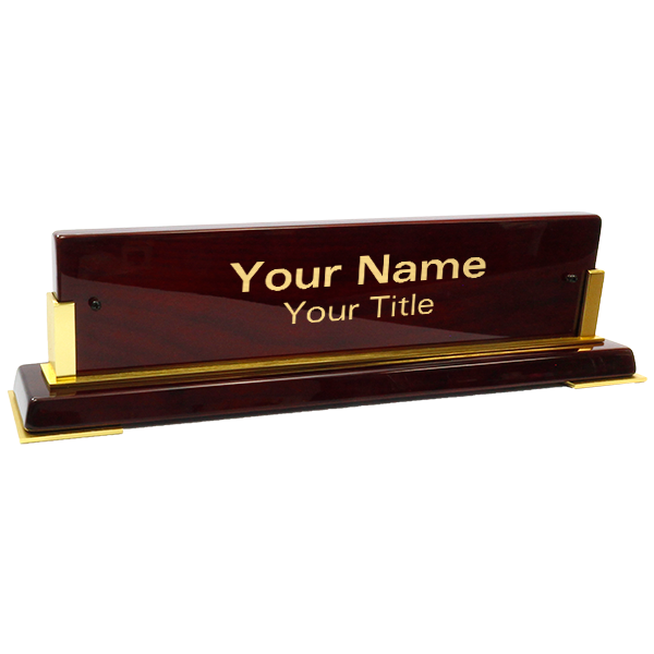 Customized Brass Name Plate Wooden Base | 3