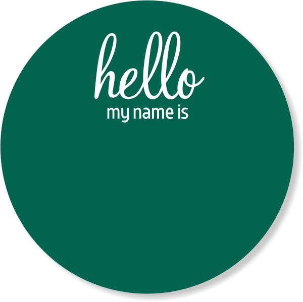 Hello My Name Is Chalkboard Reusable Round Name Tag