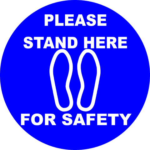 Round Please Stand Here Floor Decal