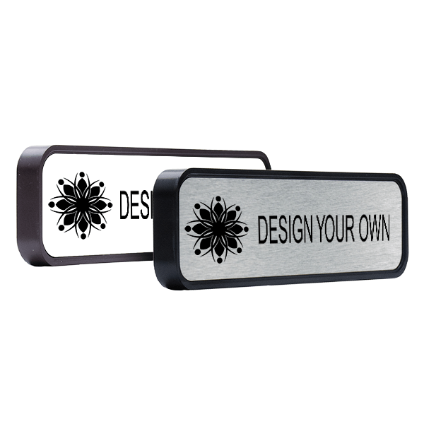 Rounded Corner Engraved Name Plate w Plastic Holder | 2" x 9"
