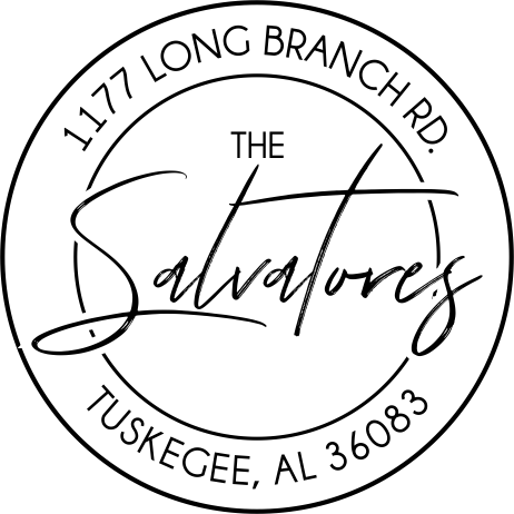 Salvatore Round Script Address Stamp