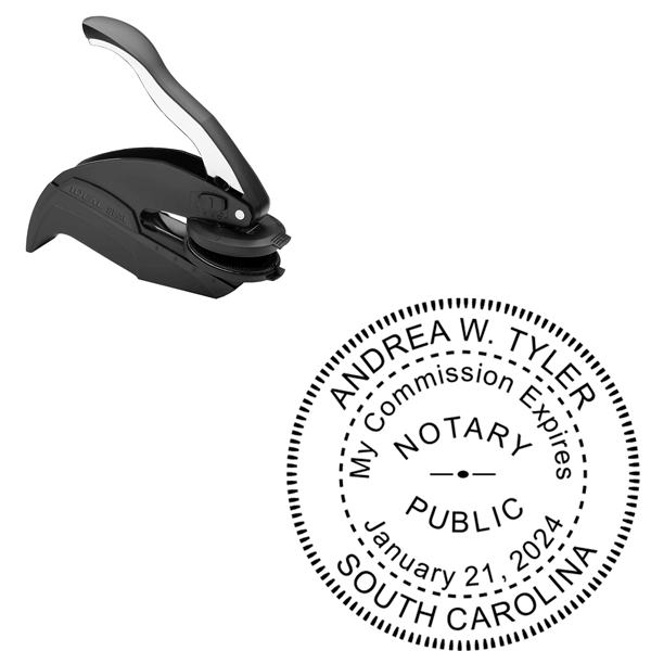 South Carolina Notary With Expiration Date Round Seal Embosser