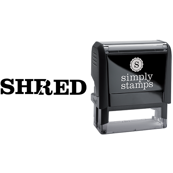 Shred with Text Cut in Half Business Stamp