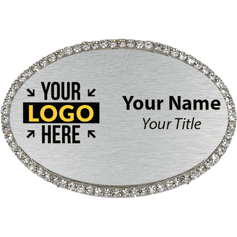 Full Color Rhinestone Oval Name Tag
