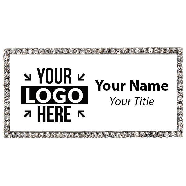 Silver and White Bling Name Tag