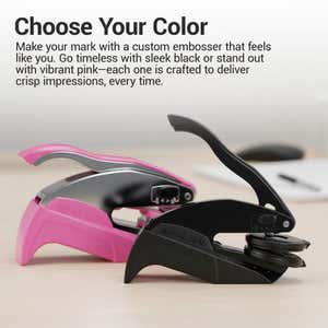 Desk embosser two color finish options