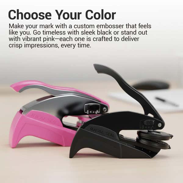 Desk embosser two color finish options