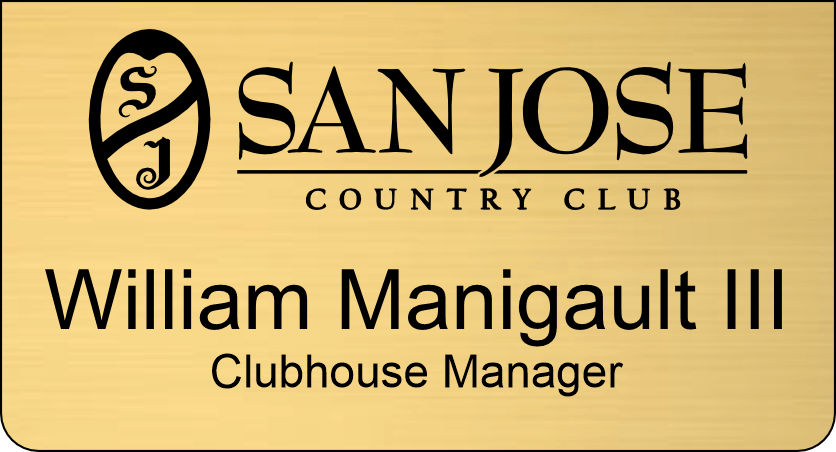 San Jose Country Club Gold Pocket Name Tag