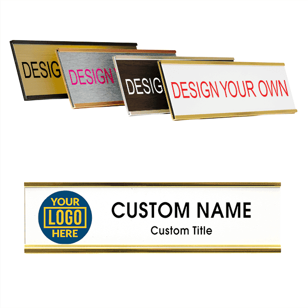 2" x 8" Wall Plate with Holder & Full Color Left Logo