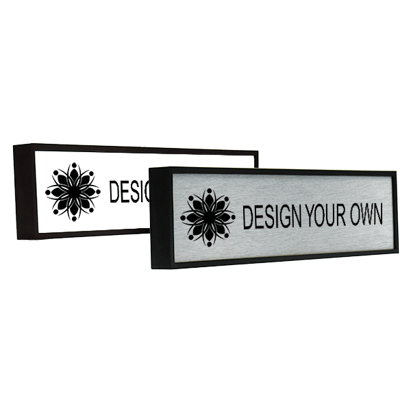 Square Corner Engraved Name Plate w Plastic Holder | 2" x 9"