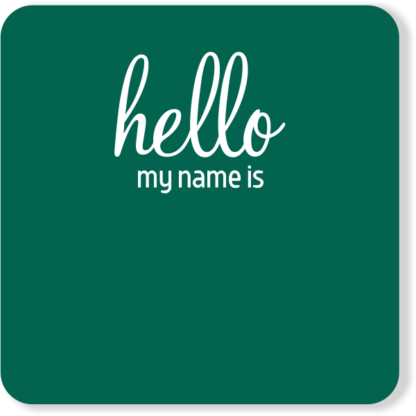 Hello My Name Is Chalkboard Reusable Square Name Tag