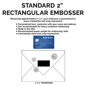 Sizing explanation for the Mulhany Rectangular Return Address Embosser