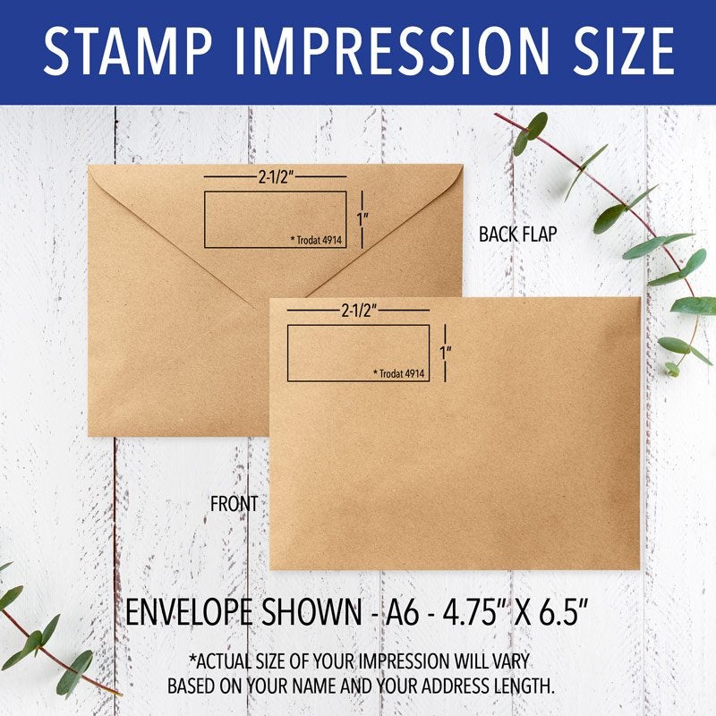 Stamp Impression Size Infographic showing size of stamp impression on envelope
