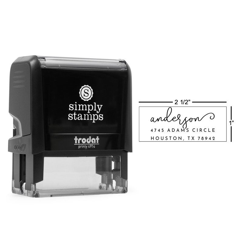 Anderson Handwritten Address Stamp Body, Impression and Dimensions