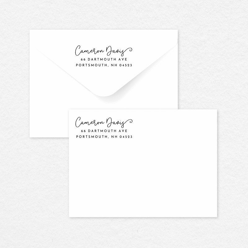 The Anderson Handwritten Address Stamp impression as shown on white envelopes