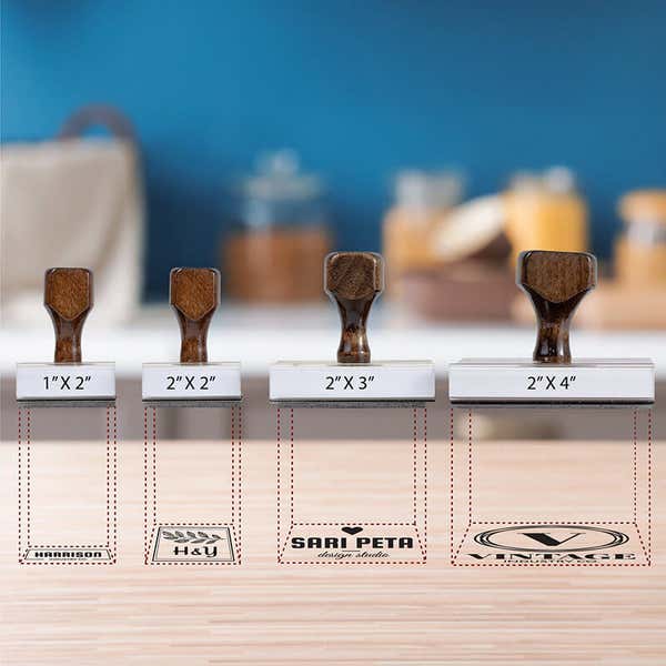 Sizing infographic for 2 inch wood handle stamps