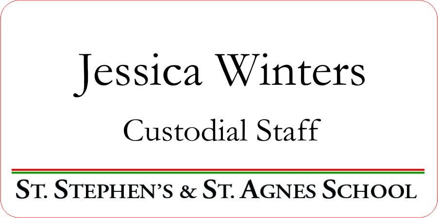 St. Stephen's & St. Agnes 2 Line Name Tag - Pin