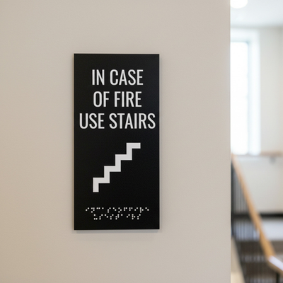 ADA sign for a stairway exit in case of a fire