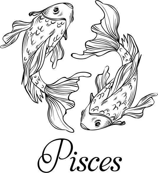 Modern Pisces Illustration Hand Stamp