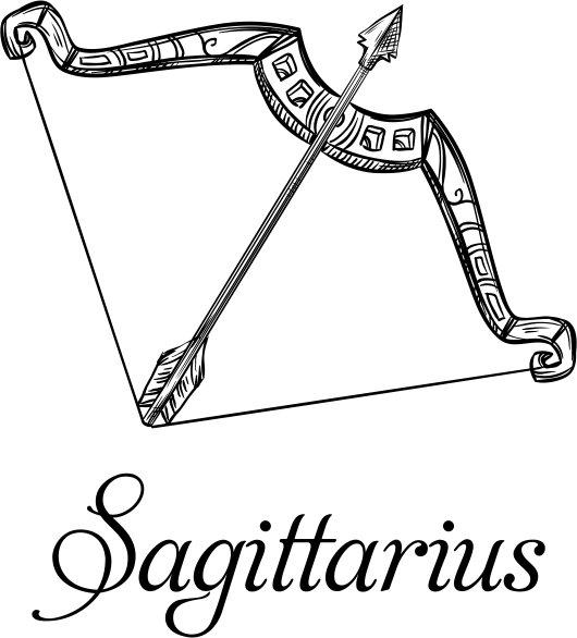 Modern Sagittarius Illustration Hand Stamp