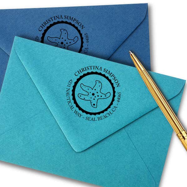 Starfish Address Stamp - Self-Inking Imprint Example