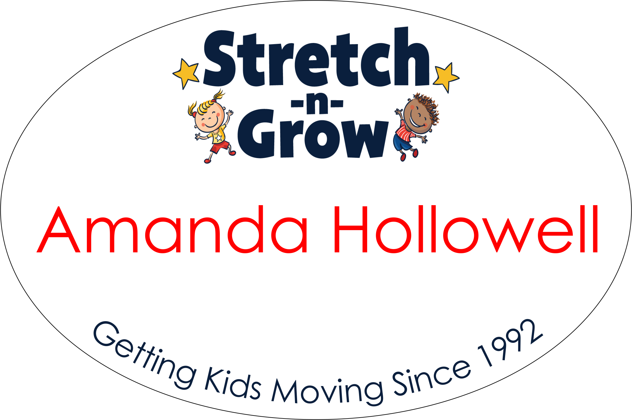 Stretch N Grow - White Oval Tag, No Tag Line