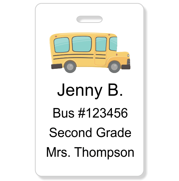 Student Bus Number Vertical ID Card