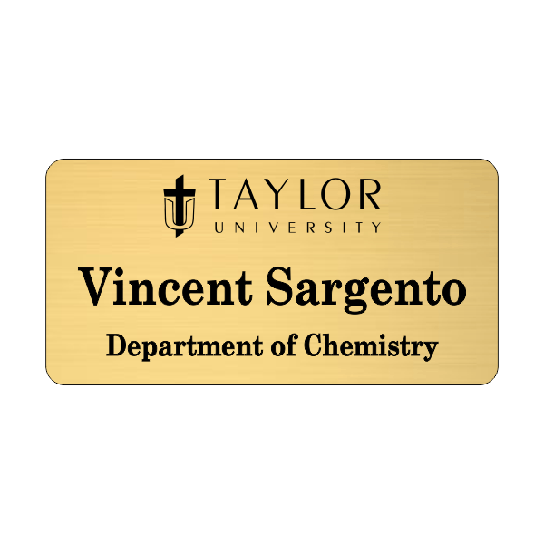 Taylor University Gold Name Tag 2 Line