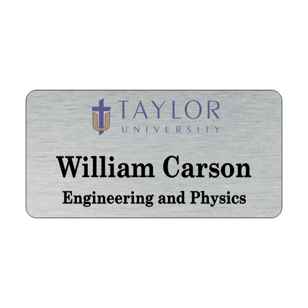Taylor University Silver Name Tag 2 Line