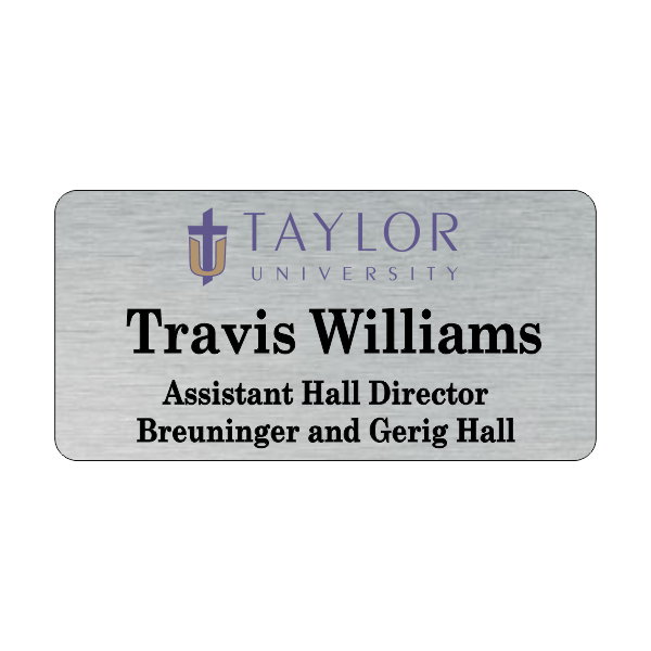 Taylor University Silver Name Tag 3 Line