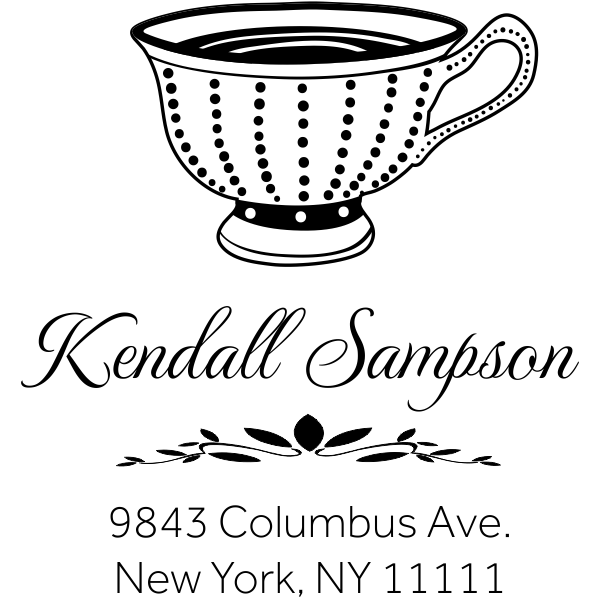 Dot Victorian Tea Cup Address Stamp