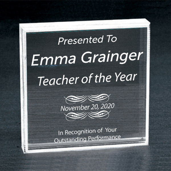 Teacher of the Year Clear Paperweight