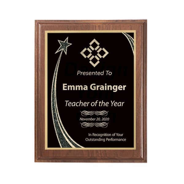 Teacher of the Year Rising Star Walnut Plaque