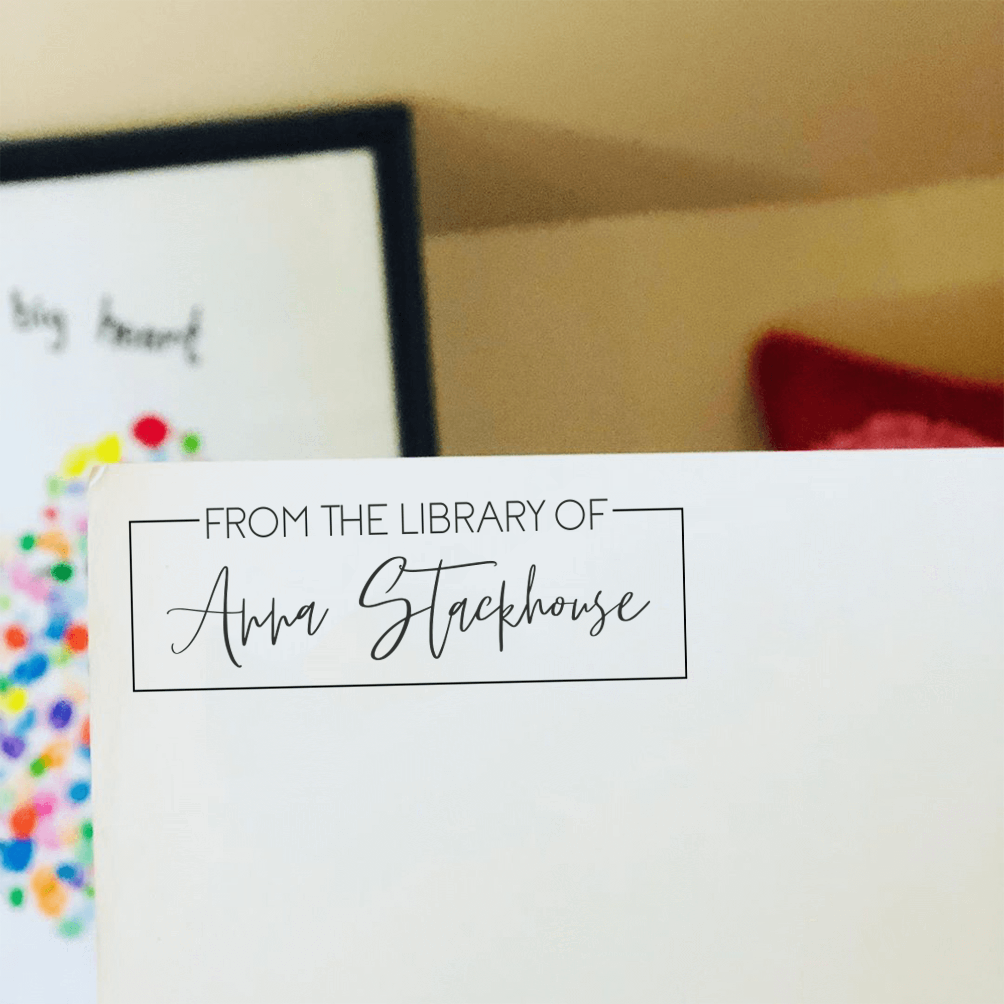 Trendy Script 'From the Library of' Teacher Stamp