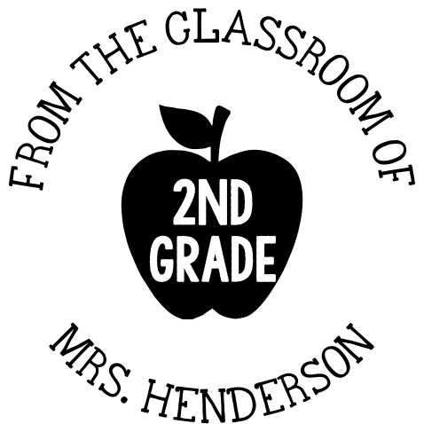 Apple Grade 'From the Classroom of' Teacher Stamp
