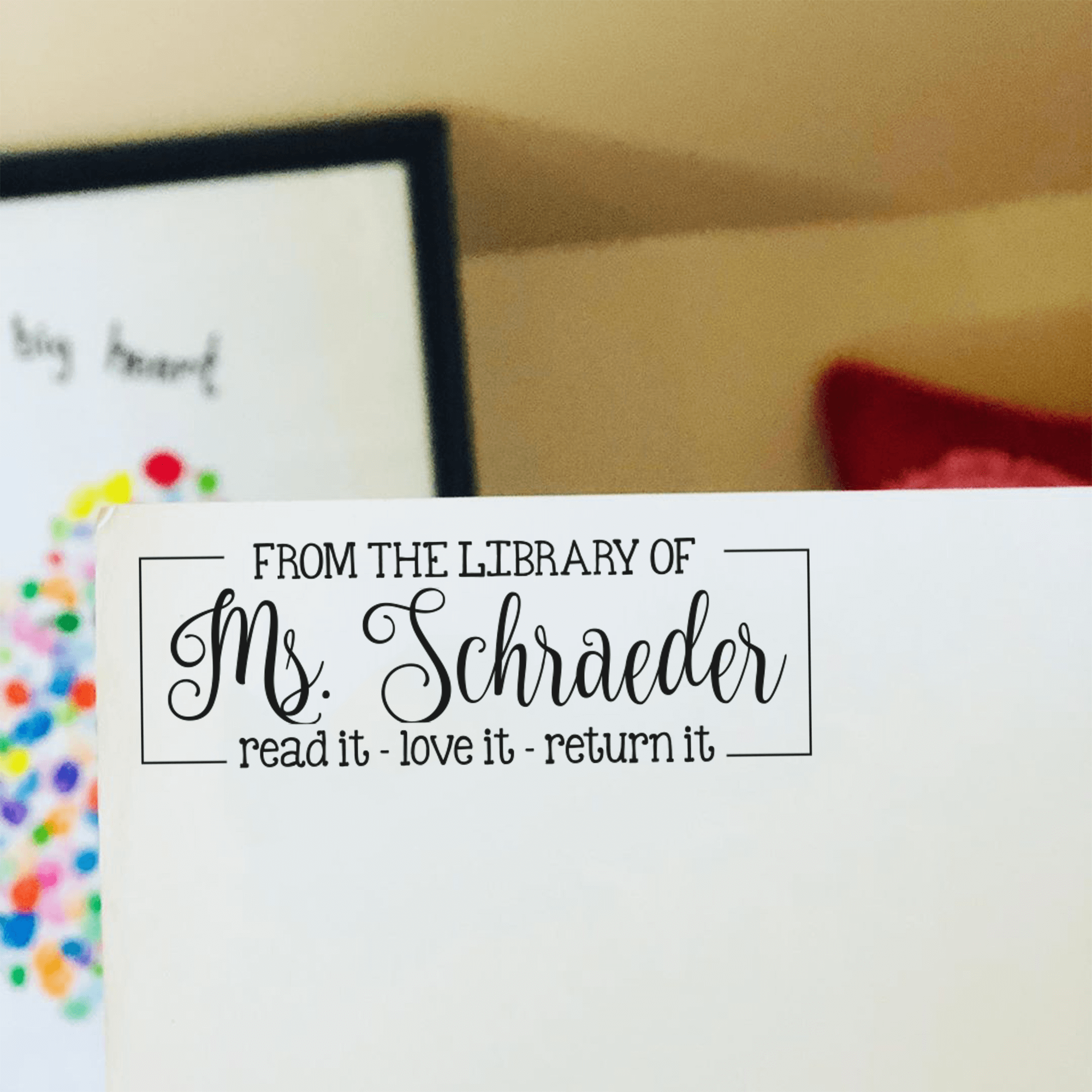 Playful Script 'From the Library of' Teacher Stamp