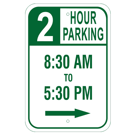 Right Arrow 18" x 12" Timed Parking Sign