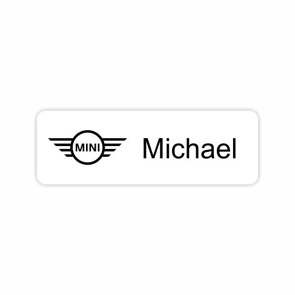 Tom Bush Mini 1X3 White Name Tag