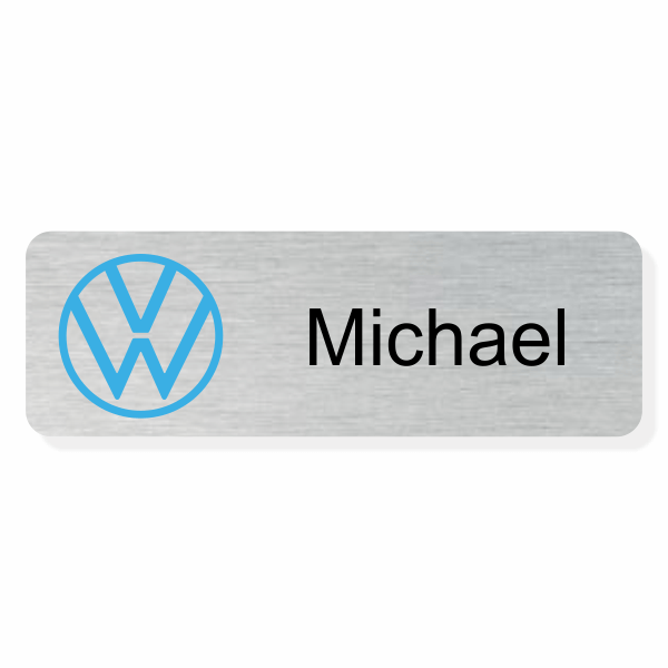 Tom Bush Volkswagon 1X3 Silver Name Tag