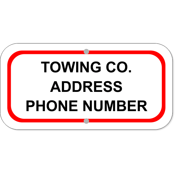 Tow Company Information 6" x 12" Aluminum Sign