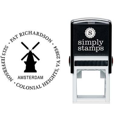 Windmill Round Address Stamp