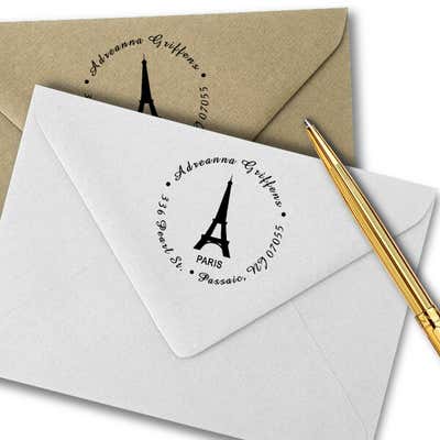Eiffel Tower Travel Return Address Stamp - alternate view