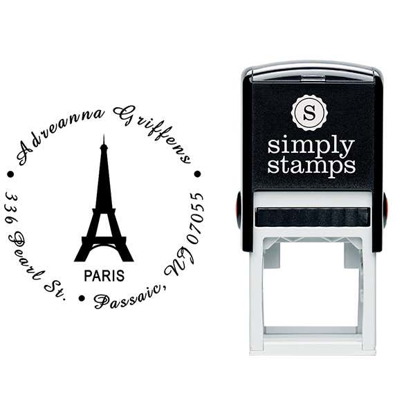 Paris Travel Return Address Stamp Body and Imprint
