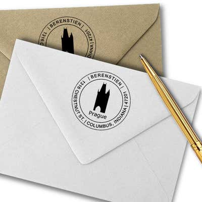 Prague Travel Return Address Stamp - alternate view