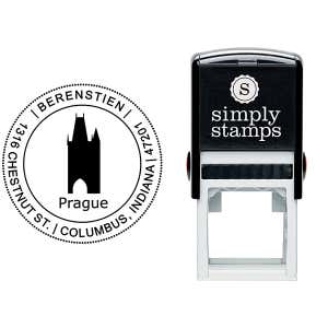 Prague Travel Return Address Stamp Body and Imprint