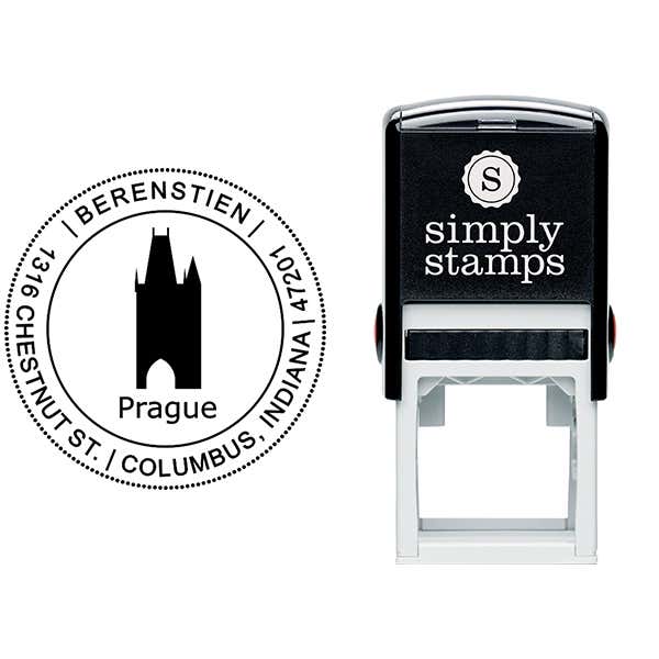 Prague Travel Return Address Stamp Body and Imprint