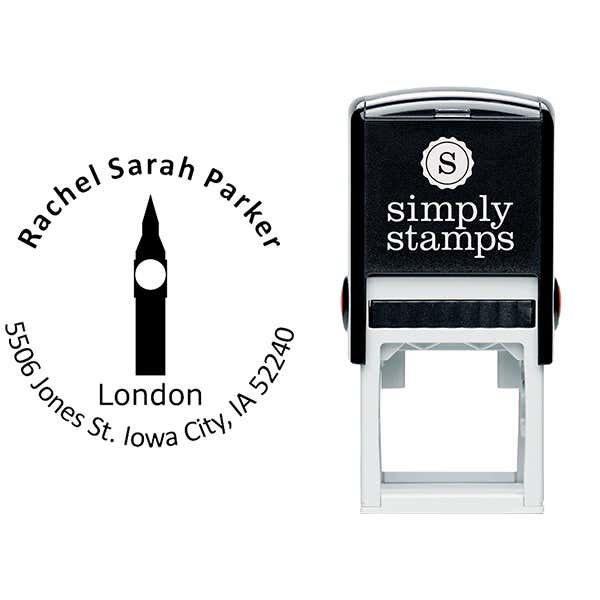 London Travel Return Address Stamp Body and Imprint