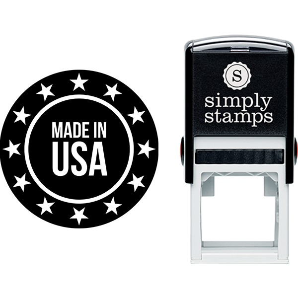 Rounded Made in USA with Stars Business Stamp